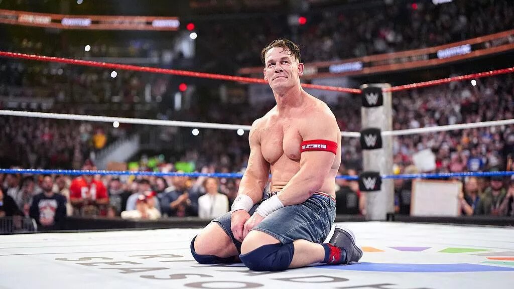 A graphic of John Cena in his last match at Saturday Night Main Event