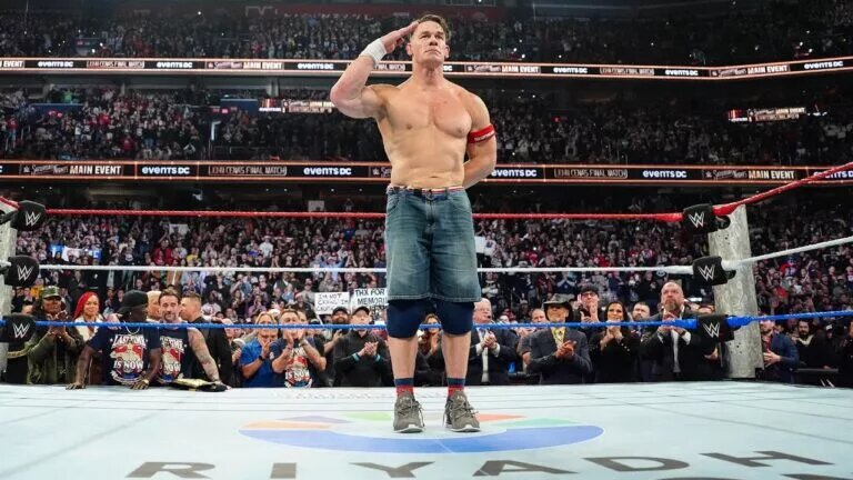 A graphic of John Cena retiring at Saturday Night Main Event on December 13, 2025