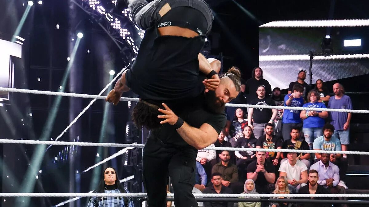 Ava staring at Tony D'Angelo as he attacked Dion Lennox on NXT on January 13
