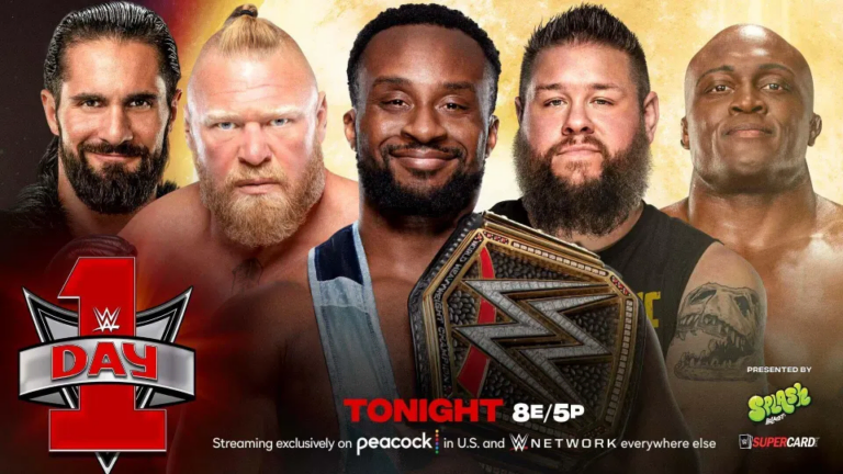 A graphic of WWE Day 1, a PLE months away from the WWE Royal Rumble.