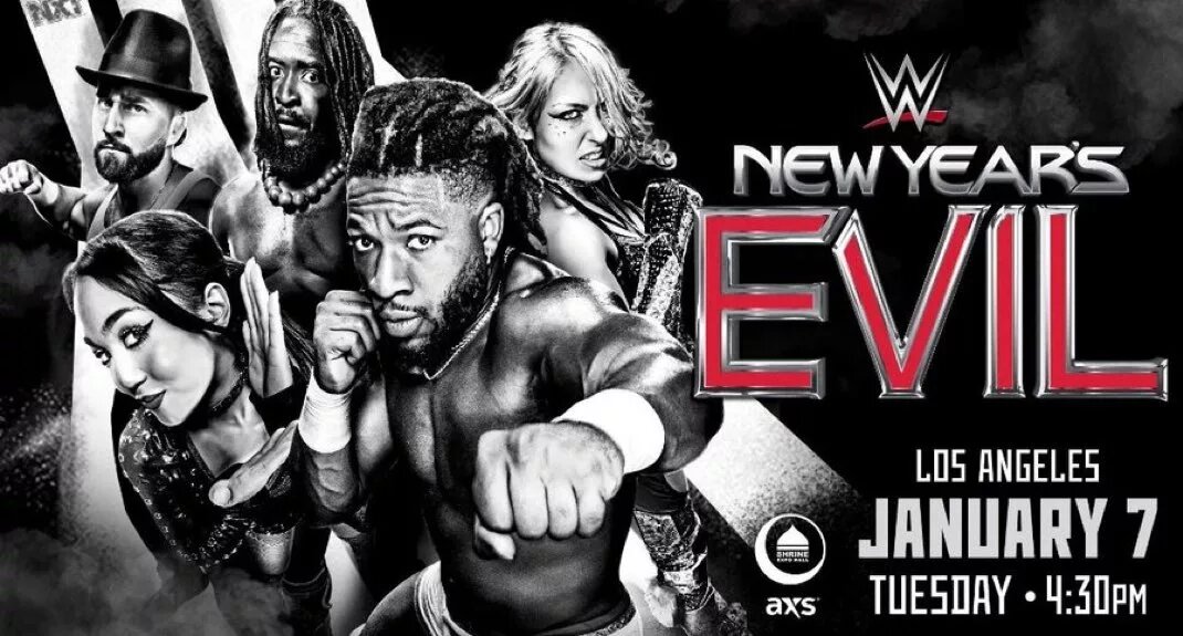 A WWE NXT New Year's Evil graphic.