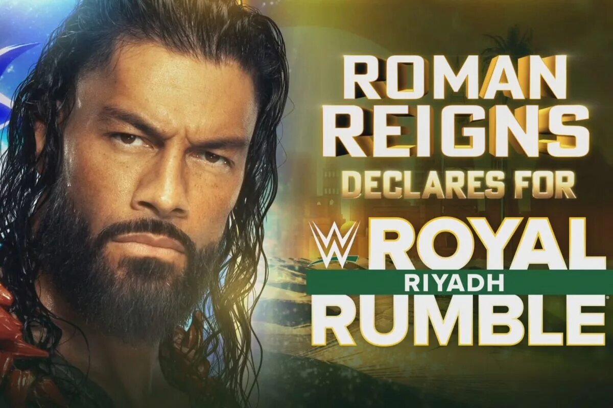 A graphic for the 2026 Royal Rumble on WWE SmackDown featuring Roman Reigns.