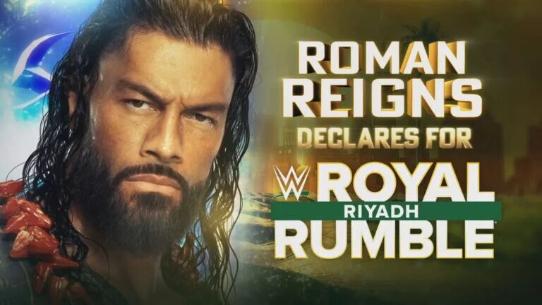 A graphic for the 2026 Royal Rumble on WWE SmackDown featuring Roman Reigns.