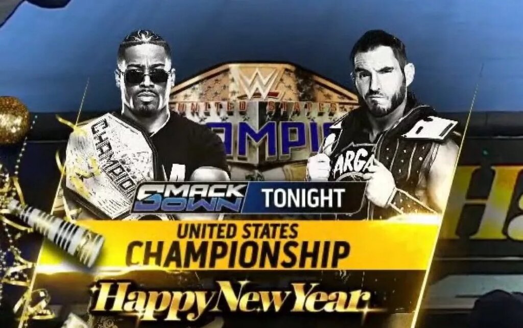 A WWE SmackDown graphic featuring Carmelo Hayes.