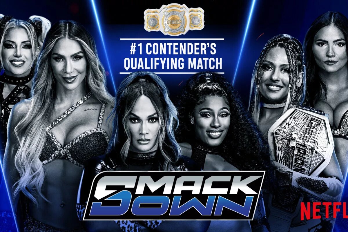 A graphic of the WWE SmackDown' Women's Division.
