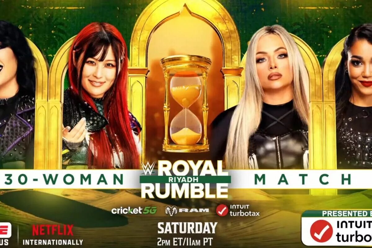 A graphic for the Men's and Women's 2026 WWE Royal Rumble bout.