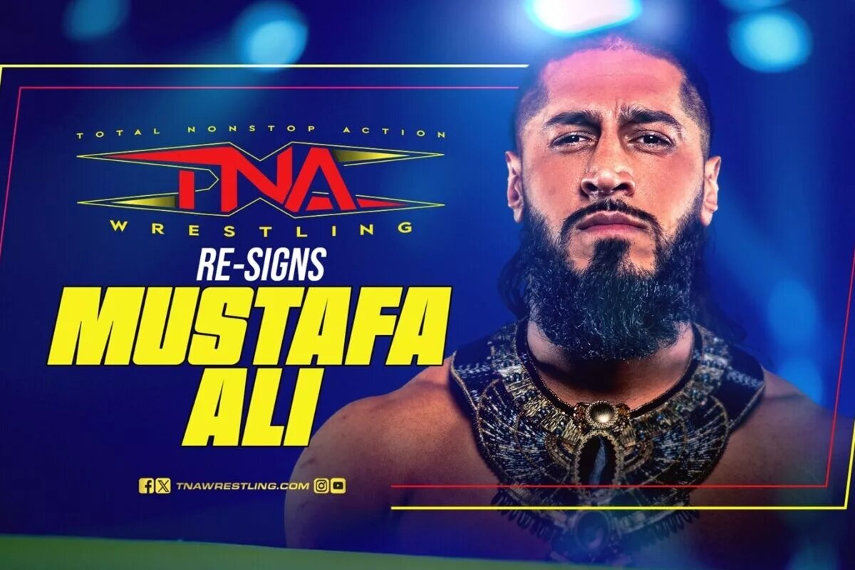 A graphic of Mustafa Ali as he re-signed with TNA Wrestling