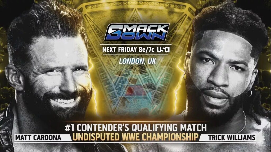 A WWE SmackDown preview in London graphic for January 16, 2026.