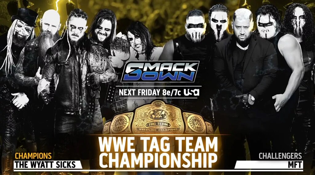 A graphic of the WWE SmackDown preview for January 23, 2026, the night before WWE Saturday Night's Main Event (SNME) XLIII.