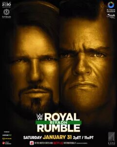 A graphic for the WWE Royal Rumble 2026 preview, happening on January 31, 2026 in Riyadh, Saudi Arabia.