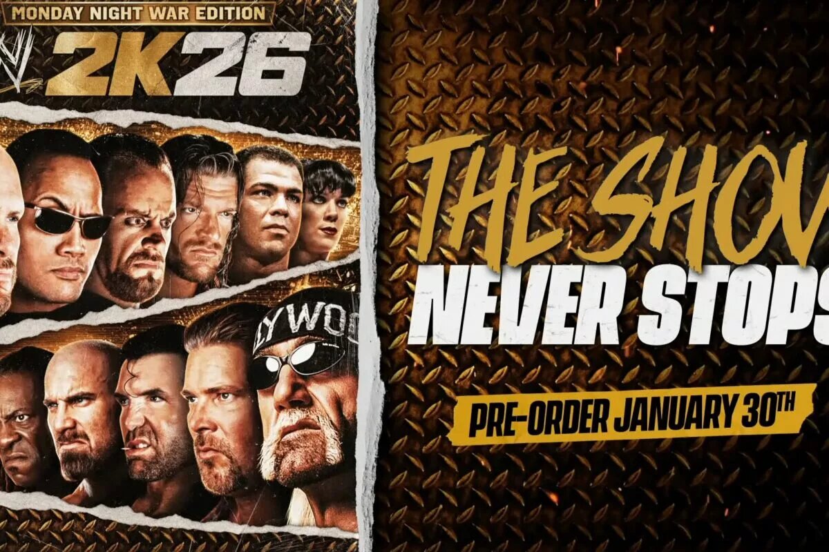 A graphic for the WWE 2K26 Monday Night Wars Edition.