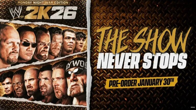 A graphic for the WWE 2K26 Monday Night Wars Edition.