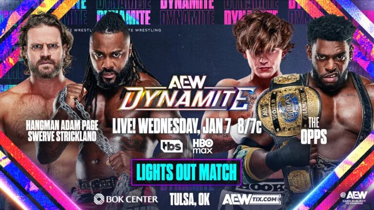 A graphic for the AEW Dynamite preview for January 7, 2026.