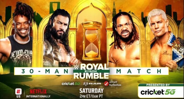A graphic for the Men's 2026 WWE Royal Rumble match.