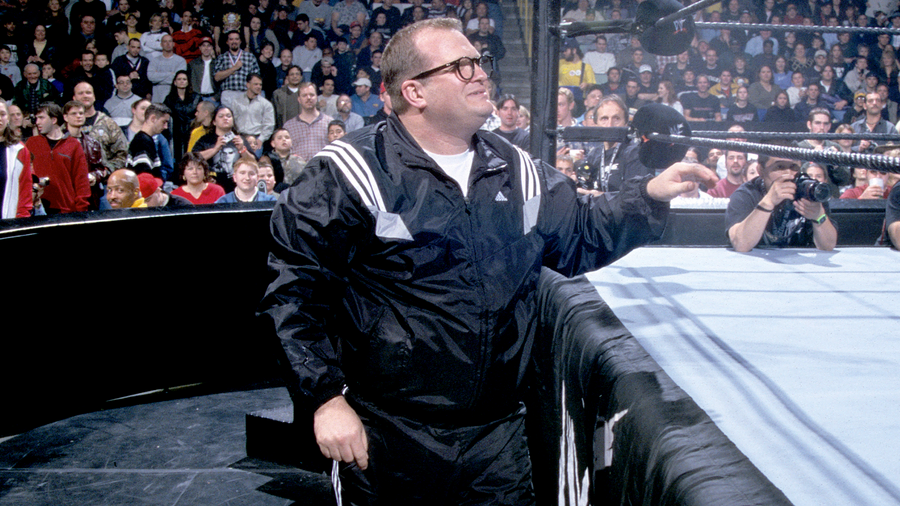 Drew Carey before entering the 2021 Royal Rumble match 