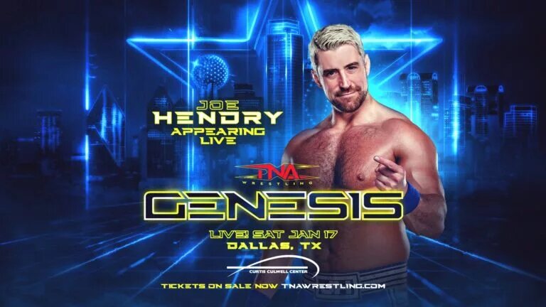 A graphic of NXT's Joe Hendry as he will come back to TNA Wrestling at Genesis 2026