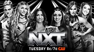 WWE NXT Graphic for who will challenge for the TNA Knockouts Tag Team Championships. The teams are ZaRuca vs. WrenQCC vs. Fatal Influence