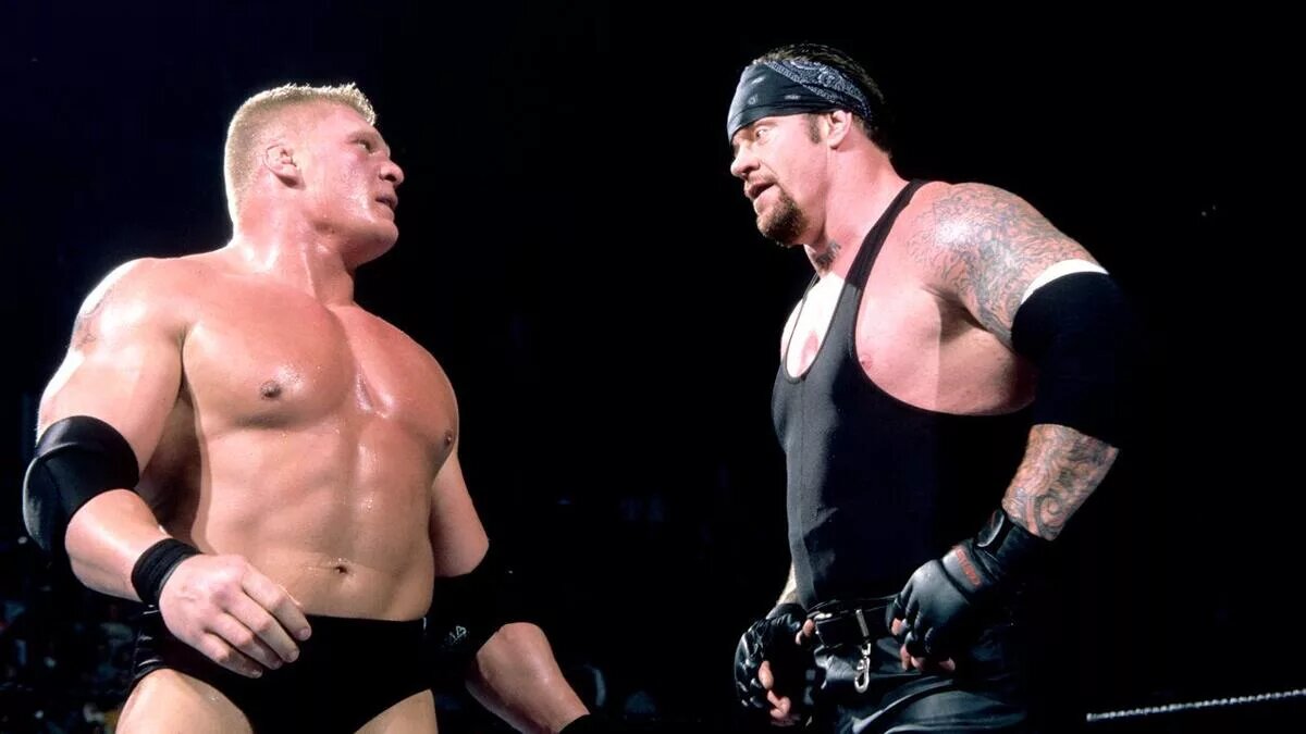 Brock Lesanr and The Undertaker at the 2003 Royal Rumble 