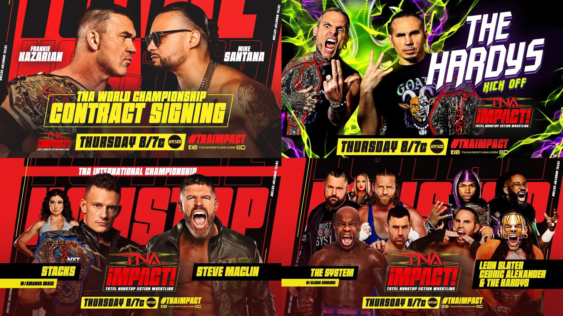 A graphic of the TNA iMPACT matches of the January 8, 2026, episode