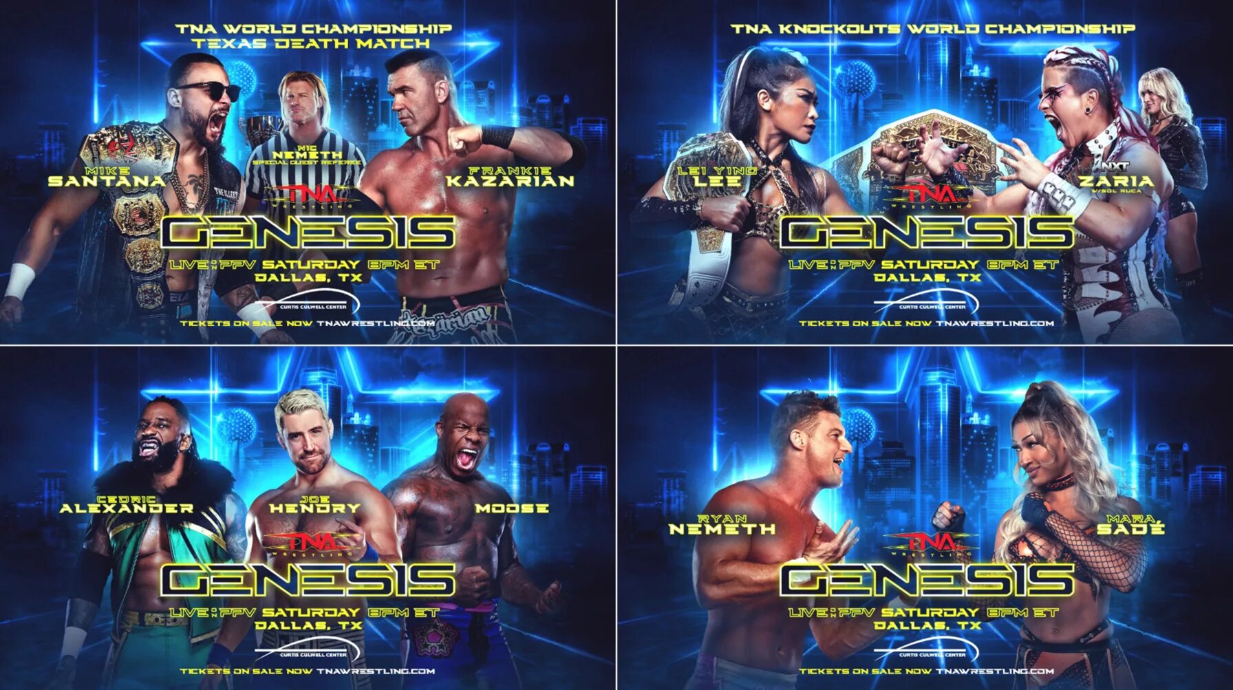 Four matches of the TNA Genesis card
