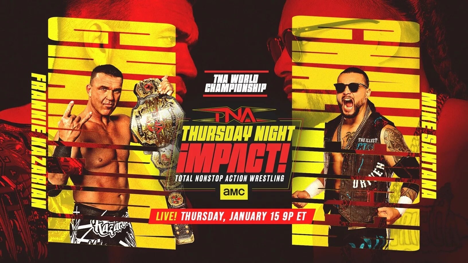 Frankie Kazarian faces Mike Santana for the TNA World Championship on Thursday Night iMPACT, two days before TNA Genesis
