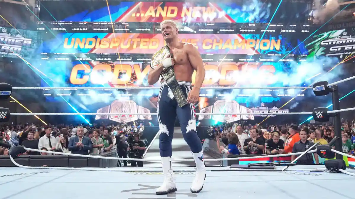 A graphic of Cody as the Undisputed WWE Champion in his second reign