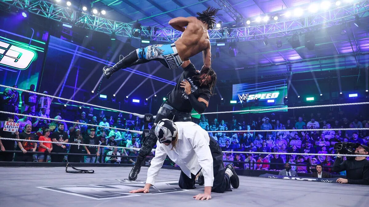 A graphic of the WWE Speed match on nXT on February 10