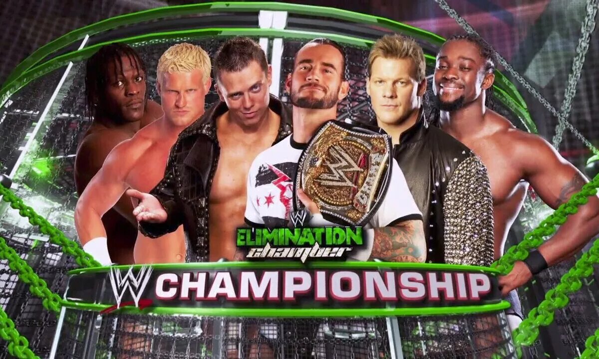 A WWE Elimination Chamber graphic.