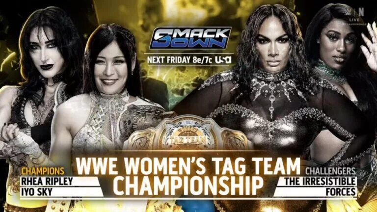 A WWE SmackDown preview graphic for February 27, 2026, the WWE Elimination Chamber 2026 "go-home" show.
