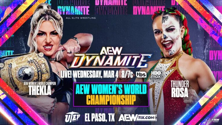 An AEW Dynamite preview graphic for March 4, 2026.