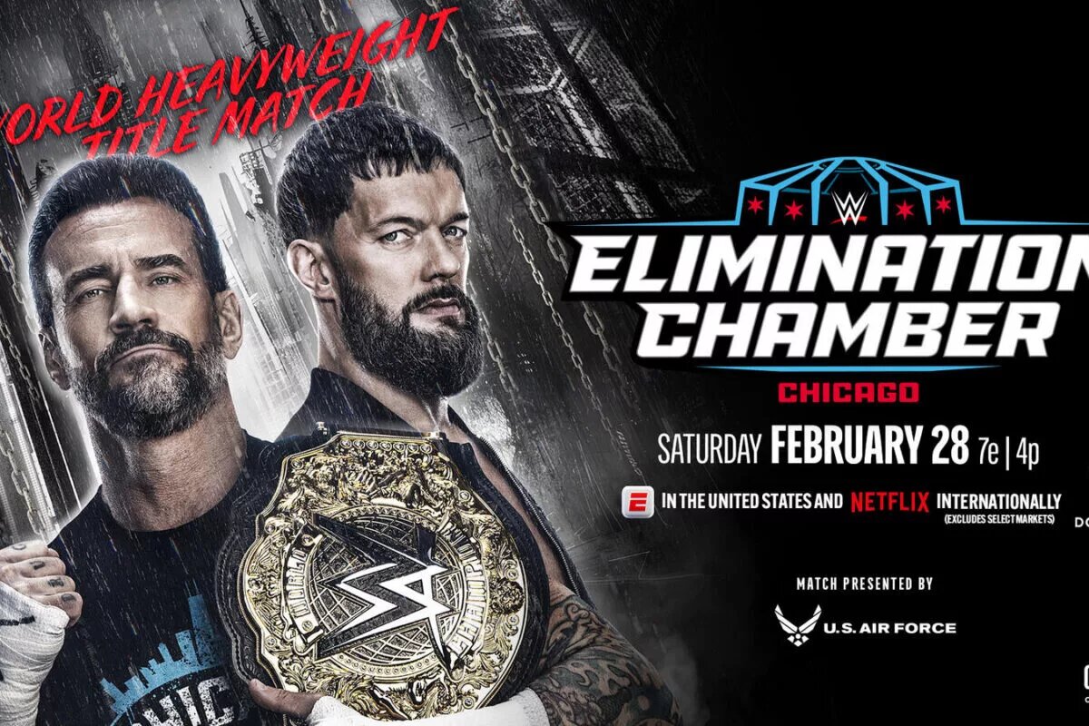 WWE Elimination Chamber 2026 results graphic in Chicago, for February 28, 2026.
