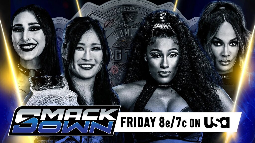 A WWE SmackDown results graphic for February 27, 2026, ahead of WWE Elimination Chamber 2026 in Chicago.