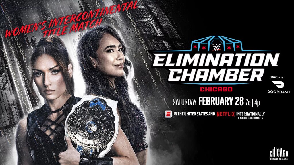 WWE Elimination Chamber 2026 results graphic in Chicago, for February 28, 2026.
