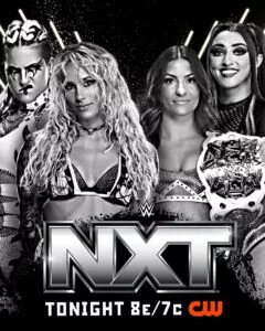 A WWE NXT graphic featuring Sol Ruca and Zaria.