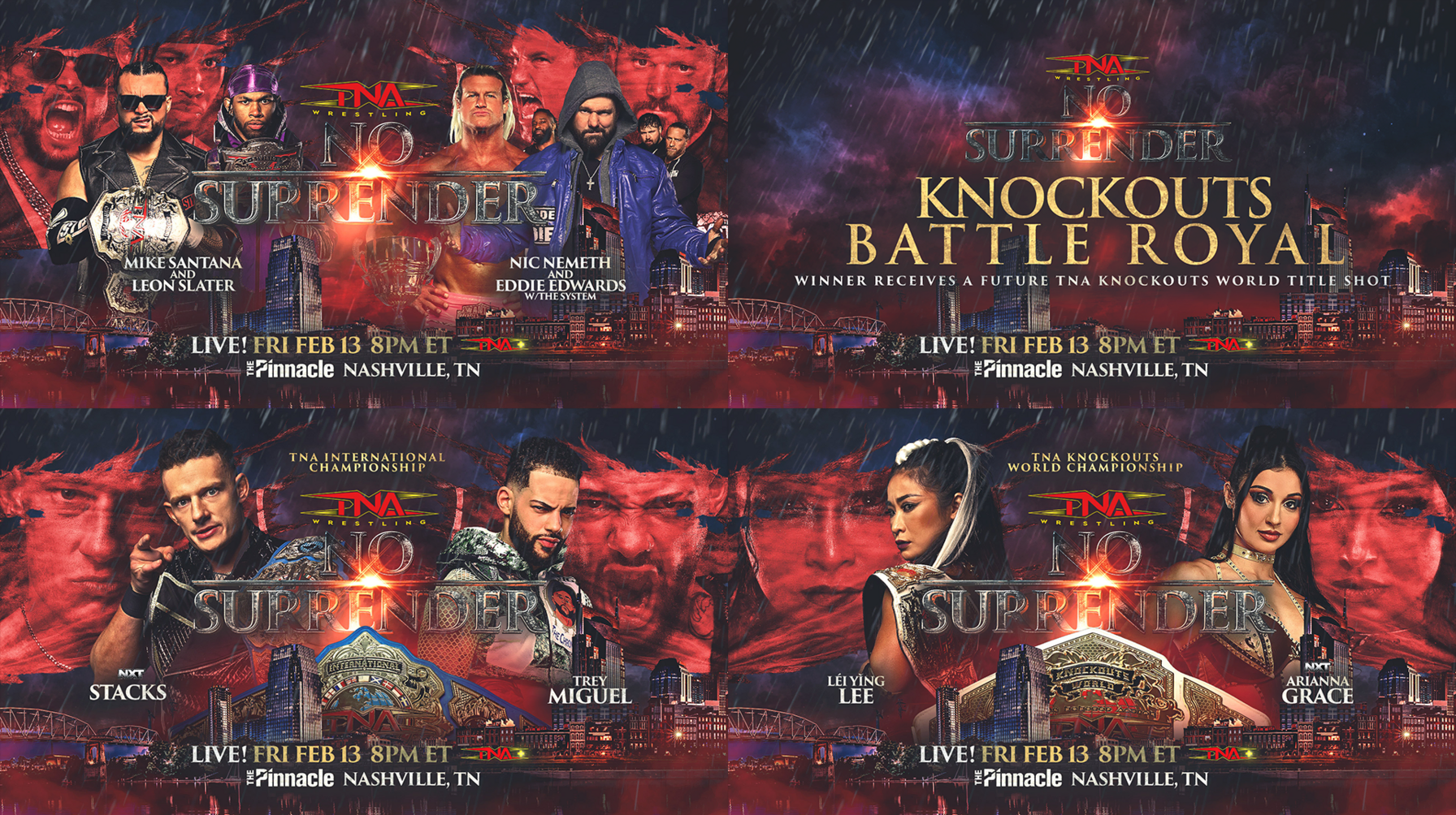 A graphic of TNA No Surrender matches