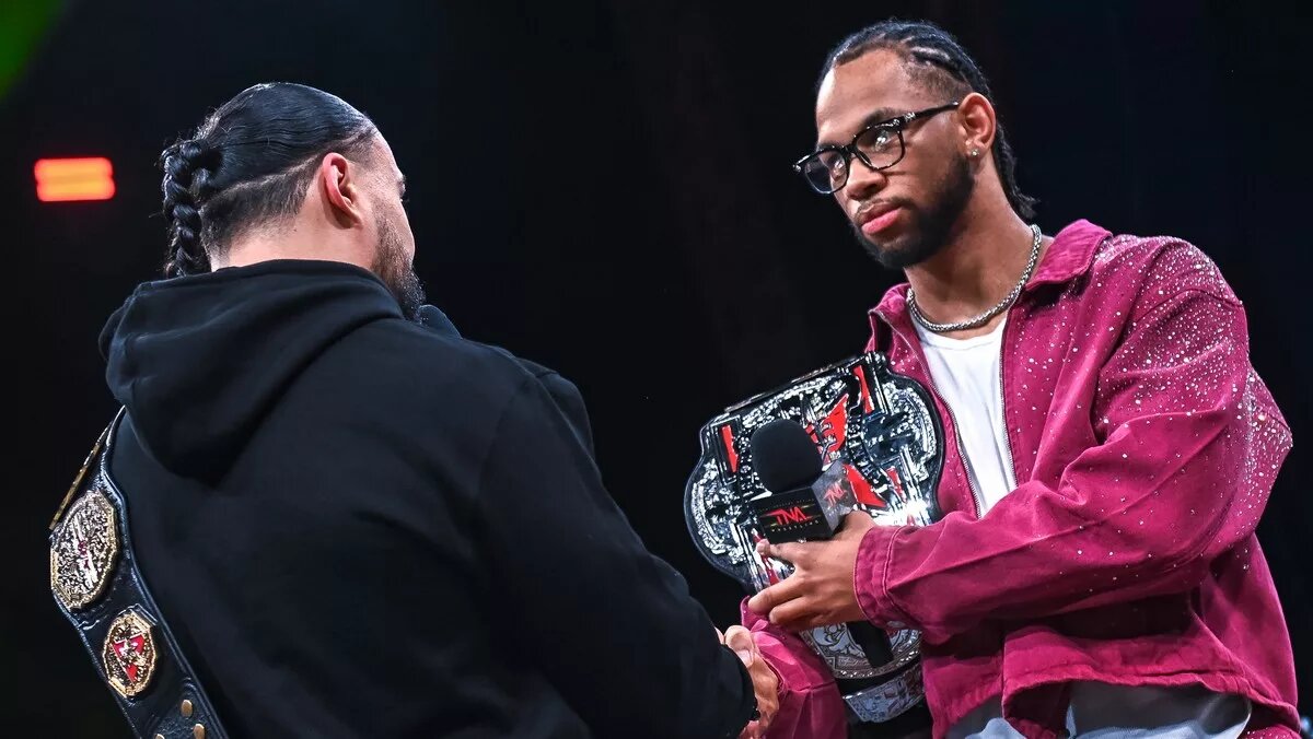 Leon Slater and Mike Santana on the February 19 episode of TNA Thursday Night iMPACT