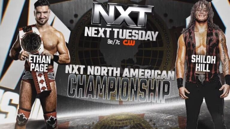 WWE NXT Match Graphic of Ethan Page vs. Shiloh Hill for the NXT North American Championship