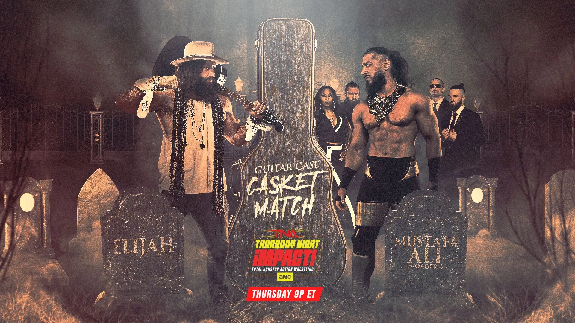 A guitar casket match set for TNA Thursday Night Impact