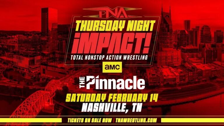 A graphic of TNA taping session set for February 14 for upcoming Thursday Night iMPACT on AMC shows