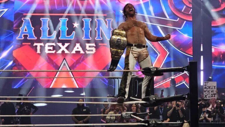 A graphic of AEW star Hangman Page.