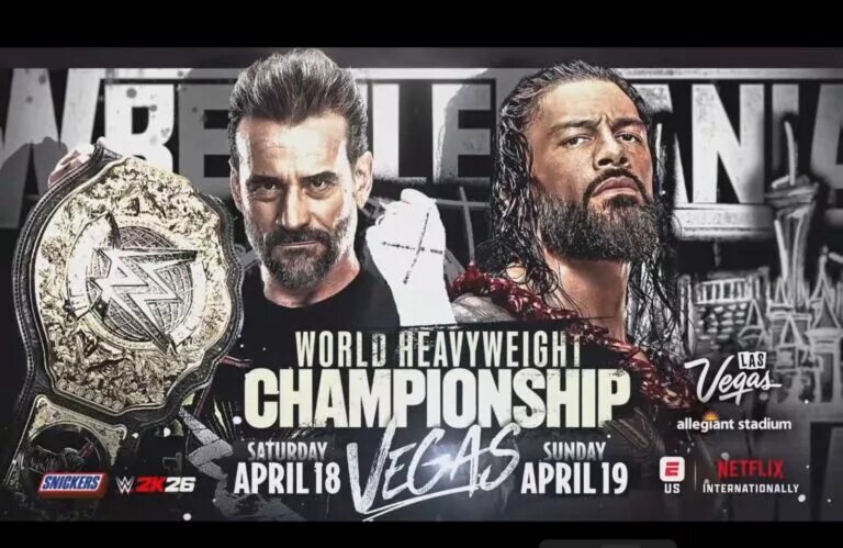 CM Punk Roman Reigns WrestleMania 42 match graphic. The two come face to face on WWE Raw tonight for WWE Raw results