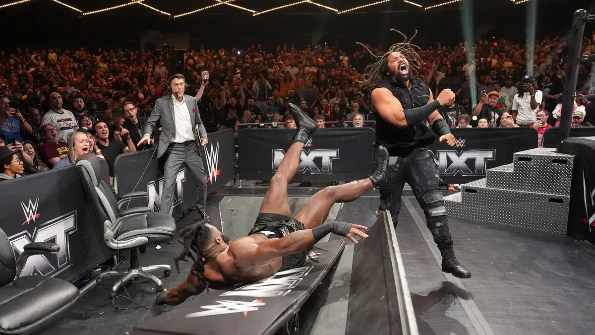 A graphic of Keanu Carver and Jasper Troy on the March 31, 2026, episode of NXT
