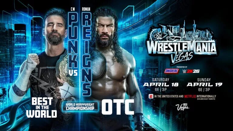 A graphic for the WWE WrestleMania 42 predictions article.