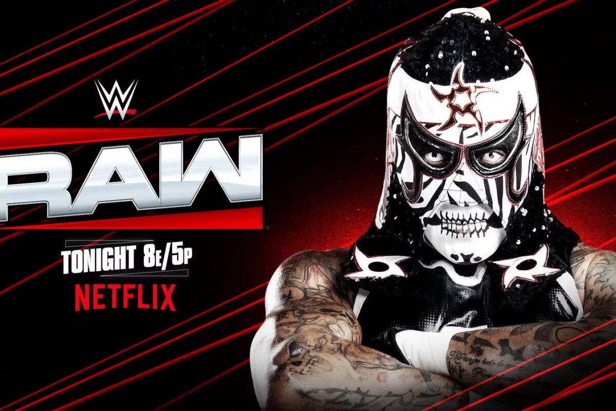 A graphic of WWE Raw star Penta, who will need an opponent at WrestleMania 42.