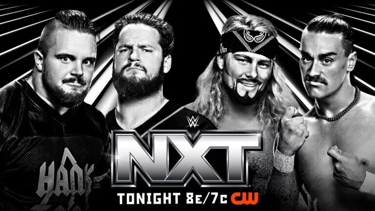 A WWE NXT graphic featuring the Birth Right.