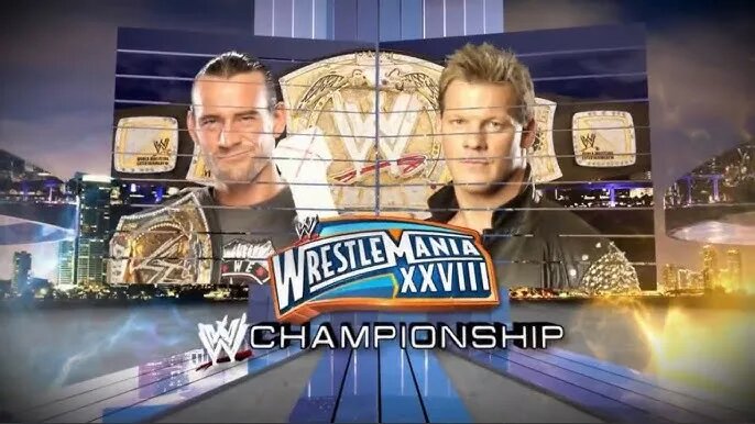 A WWE WrestleMania graphic featuring CM Punk.