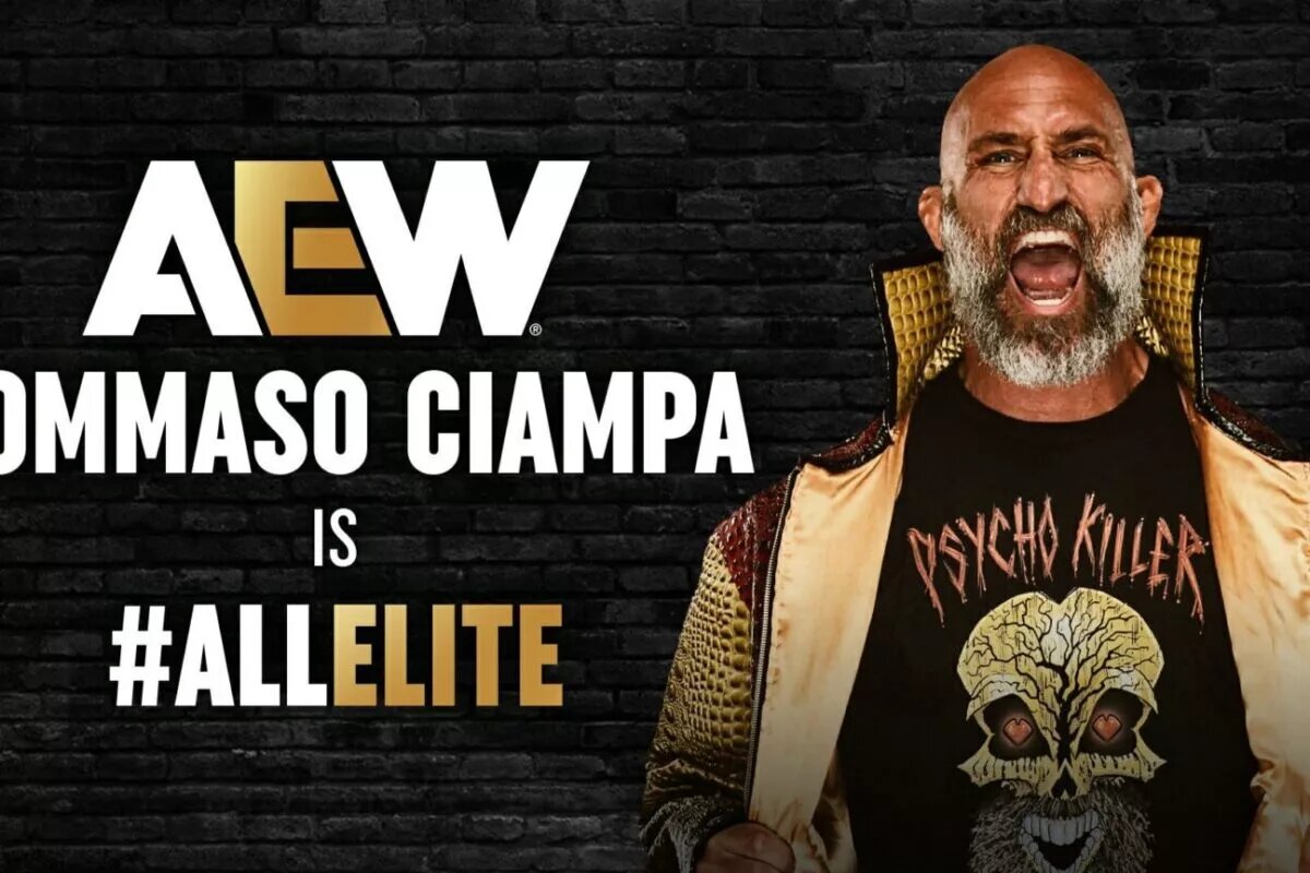 An AEW graphic of Tommaso Ciampa, who debuted in February 2026 for the company.