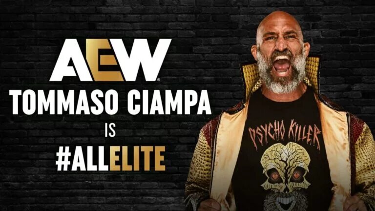 An AEW graphic of Tommaso Ciampa, who debuted in February 2026 for the company.