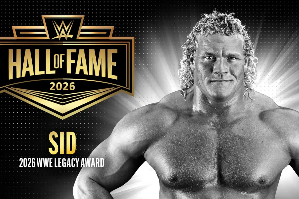 A WWE Hall of Fame 2026 graphic featuring Sid.