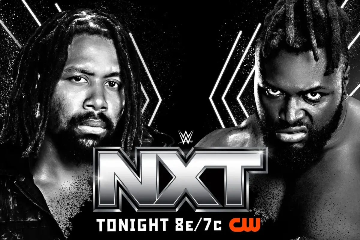 An NXT graphic featuring Keanu Carver and Jasper Troy.